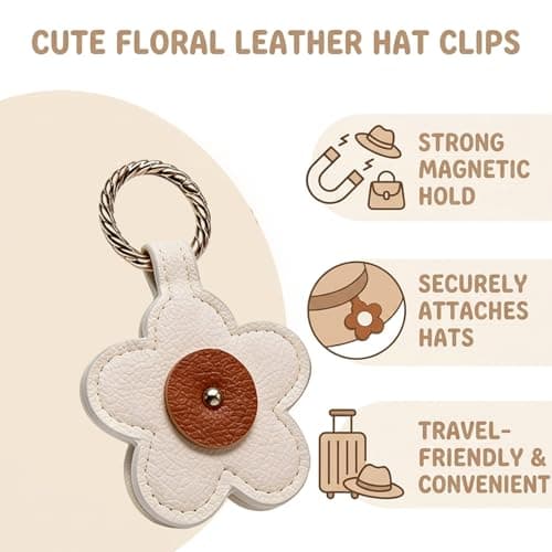 2 Pcs Magnetic Hat Clips for Travel on Bag, Floral Shaped Hat Clip — view 3