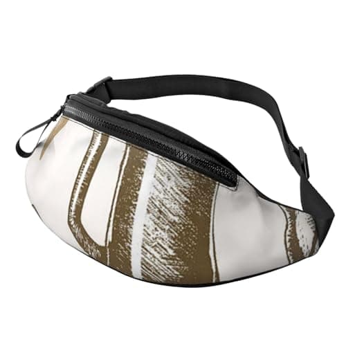 Pattern with Glass Bottle Corkscrew Print Bum Bag, Waist Fanny Packs with Headphone Jack and Adjustable Belt Cross Body Bumbags for Travel Running Jogging Workout Hiking