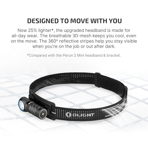 OLIGHT Perun 3 Mini Head Torch Rechargeable, 1100 Lumens Bright Headlamp — view 5