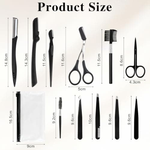 12Pcs Eyebrow Razor Kit, Professional Eye Brow Shaper Kit for Women, Black — view 3
