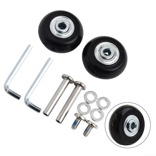 Luggage Wheel Replacement Set Rubber Suitcase Wheels with Screws Washers Wrenches Double Bearing Travel Bag Repair Kit for Rolling Cases (40mm*18mm)