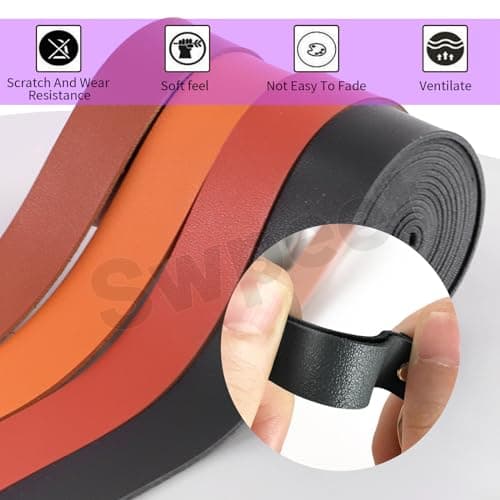 Swpeet Leather Strap for DIY Craft Projects (Black) — view 3