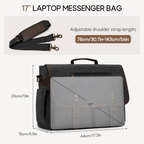 RAINSMORE Laptop Messenger Bag Multiple Pockets 17 Inch Satchel Briefcase — view 4