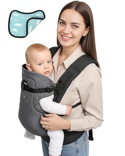 4-in-1 Cotton Blend Baby Carrier 0-36 Months (3.6-14.5 kg), Grey Black