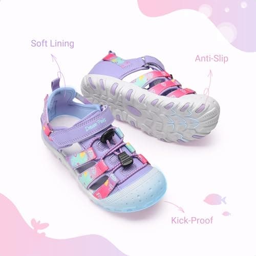 DREAM PAIRS Kids Comfy Sport Sandals,Purple,4 Big Kid — view 3