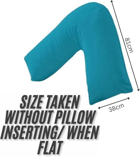 Nutra Nerd V pillow cases covers only - 100% Polycotton V shaped pillowcase cover - Neck & Back Support Orthopaedic Pregnancy Nursing V shape Pillow case cover only | Envelope Closure (Teal) — view 2