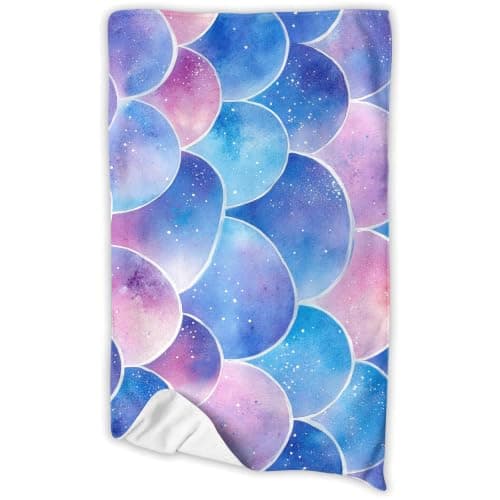 Beach Towel Microfibre Towel 140 x 70 cm Watercolor Mermaid Scales Beach Towel for Travel Purple Printed Swimming Camping Holiday Quick Dry Sand Free Towels — view 6