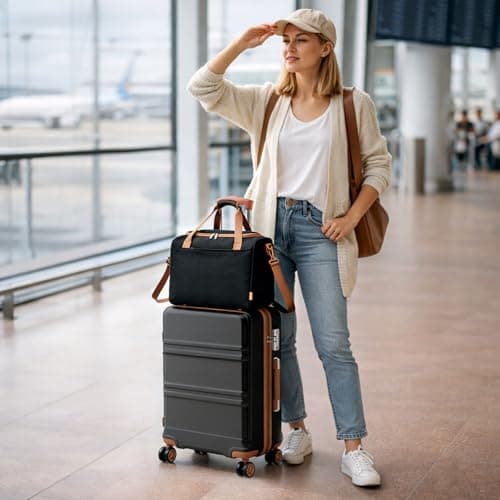 Kono 2 PCS Luggage Set 55x40x20cm Suitcase & 40x30x20cm Ryanair Cabin Bag — view 3