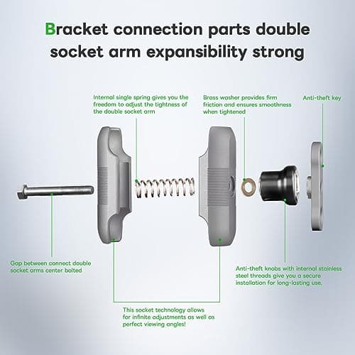 FANAUE Anti-Theft Double Socket Arm Compatible with RAM Mounts B Size Ball head and Bike Motorcycle Phone Holder, Fits Industry all Standard 1" Ball Adapters, Made of Aluminum Alloy Length 2.4" — view 5