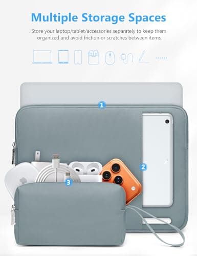 HYZUO 13.3-14 Inch Laptop Case Sleeve Bag Set for MacBook Pro, Ash Blue — view 2