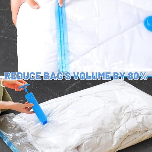 Vacuum Storage Bags 10 Pack - 50x30cm Compact Size, Hand Pump Included, Space Saving Bags for Travel, Clothes & Underbed Organisation, 10 Same Size Bags for Neat Storage — view 4