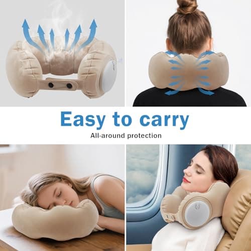AYSYR Inflatable Travel Neck Pillow with Eye Mask and Earplugs for Airplane — view 6
