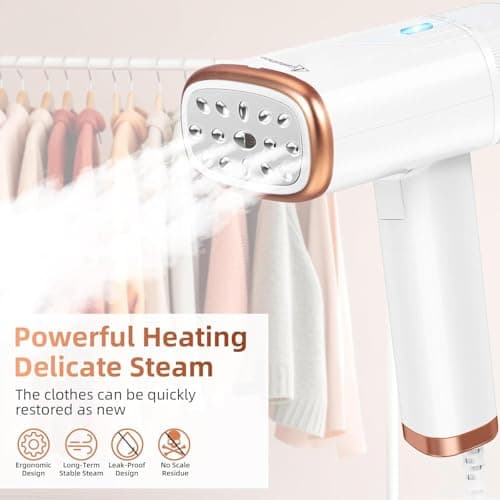 Lanboo Clothes Steamer, Foldable Lightweight Travel Steamer for Home&Office, Handheld Portable 20s Fast Heat-Up Wrinkle Remover with Brush, Detachable 120ml Water Tank & Anti-Leak Design — view 5