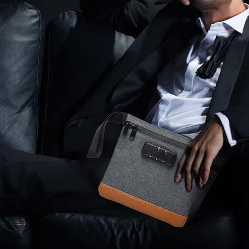 Odour-Proof Bag Safe Bag Portable Safe Waterproof Bag with Lock Odour-Proof Wallet Bag with Combination Lock Document Bag Money Box Lockable Box with Handle for Travel Storage (7.9 x 7.4 Inch, Grey) — view 6