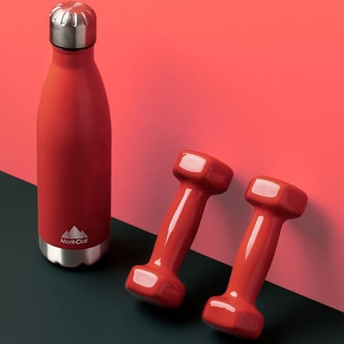 Mont-Clair H2O Stainless Steel Water Bottle, Vacuum Insulated - BPA Free, 12h Hot & 24h Cold Drinks, Metal Water Bottle 500ML Leakproof, Ideal for Adult, Kids, Running - Red — view 6