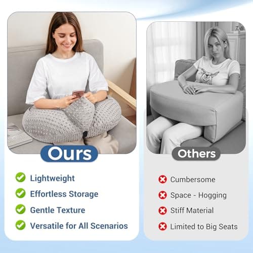 INFANZIA Reading Pillow for Gaming, Arm Rest Support Pillow, U-Shaped Lap Pillow with Side Pocket for Bed & Sofa, Compact Gaming Pillow with Tablet Support for Reading, Crocheting, Working — view 5