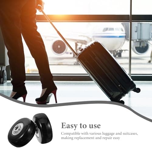 2pcs Suitcase Wheel Repair Kit, Black Metal Rubber Replacement — view 3