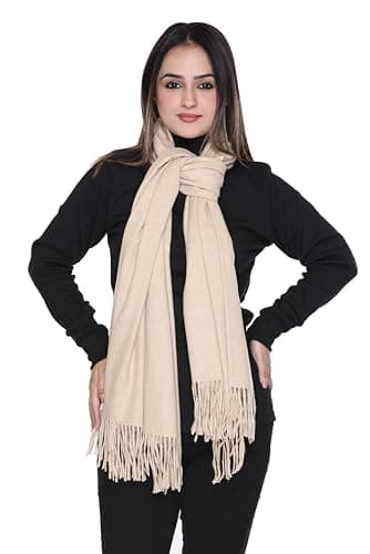 World of Shawls Luxurious Cashmere Feel Shawl Wrap for Women - Soft, Warm, Lightweight & Elegant, Perfect for Winter, Travel, Weddings or Gift (Beige) — view 2