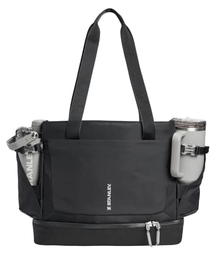 Stanley Vitalize Macro Method Tote| Gym, Work & Travel Bag with Laptop Sleeve | Expandable Bottom Pocket | Tumbler & Water Bottle Pockets | Durable Recycled Fabric | Black — view 2