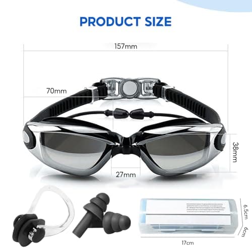 KUIZHEN Swimming Goggles, Swim Goggles Attached Ear Plugs — view 2