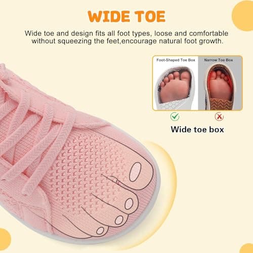 JIASUQI Toddler Shoes Boys Girls Wide Barefoot Shoe Kids Breathable Zero Drop Sneakers Minimalist Tennis Walking Outdoor Shoes Naturally Flexible(Pink 24,UK Size 5) — view 3