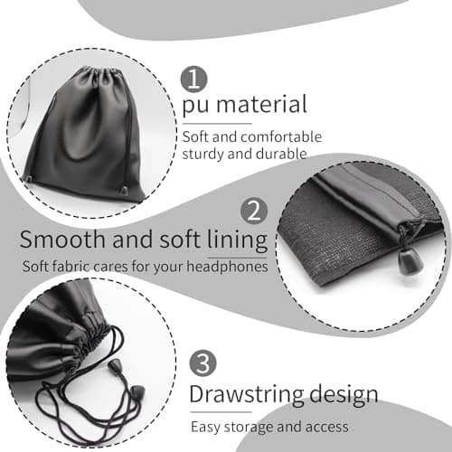 4 Pcs Large Headphone Storage Bag with Drawstring Set, Waterproof Headphone Carrying Bag for Travel and Protection, Headphones Case Universal Portable Protective Cover Pouch Bags Storage Box — view 4