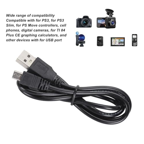 Mini USB Cable 10 Pack, Durable 480Mbps Charging Data Sync Cord for Desk Gaming Steel Reinforced Black 1M 3.3FT Mini B to USB A PVC Bundle — view 4
