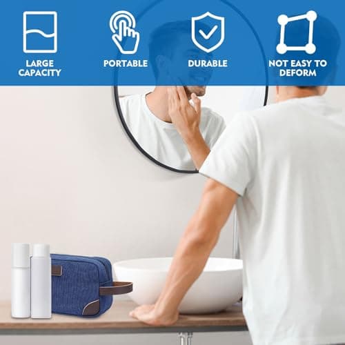 Toiletry Bag Men, Wash Bags for Men with Zipper Large Capacity Travel Bag, Portable Canvas Shaving Bag, Toiletry Bags Coin Purse Key Makeup Bag Storage Bag for Travel Gym Bathroom (Blue) — view 3