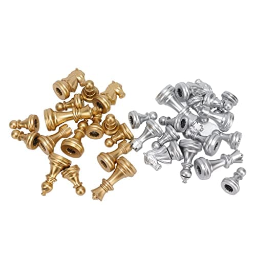 Jiawu 32 Pieces Chessmen with 1.93in King Figures, Gold and Silver — view 6