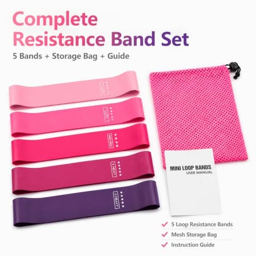 Resistance Bands Set, 5 Mini Loop Exercise Bands with X-Light to X-Heavy Resistance for Full-Body Workouts, Pilates, Stretching, Strength Training, Home Gym and Travel, TPE Fitness Bands — view 6