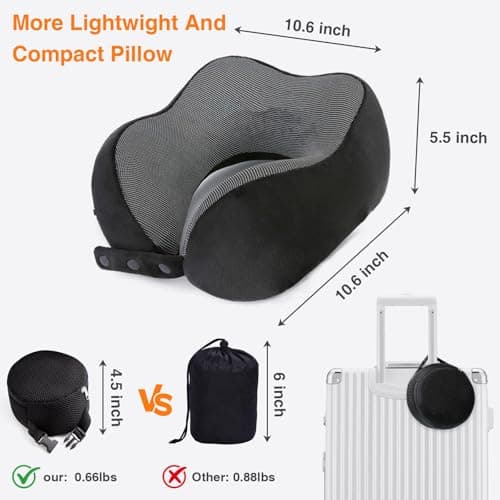 YAWAHOME Travel Pillow for Airplane, Memory Foam Neck Pillow for Travel — view 2