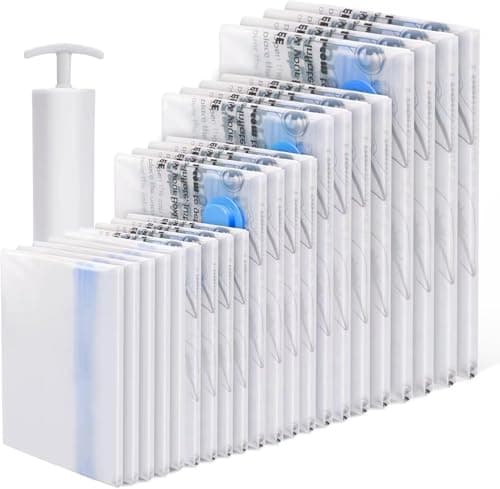 BoxLegend Vacuum Bags 21 Pack 4XL/4L/4M/4S/5 x Travel Hand Roll Vacuum Storage Bags Sealing Bag for Duvets, Pillows, Wool Blankets, Sealing Clothing, Bed Linen, Compression, 1-Hand Pump