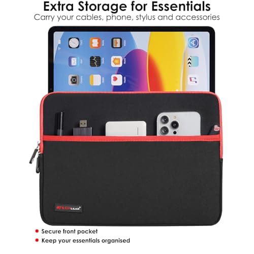 TECHGEAR Neoprene Zipped Sleeve Case Cover 11-13", Anti-Shock Lining fits iPad Pro 13 / Pro 12.9, Samsung Tab S10/S9/S8 Plus S9 FE+ 12.4", Book 12", Surface Pro 11/10/9/8/7, MacBook 13, 11" Laptops — view 5