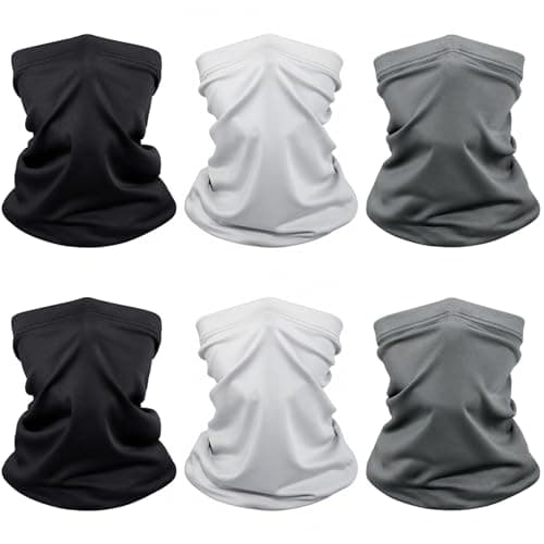 Awumbuk 6 Pack Multifunctional Headwear Neck Scarf Snoods for Men Face Mask Unisex Neck Gaiter Elastic Motorbike Face Mask Windproof Bandana for Cycling Sports Outdoors Running Hiking Outing