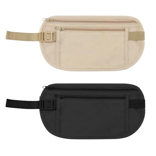 2 Pcs Secure Travel Money Belt Anti-Theft Waterproof Pouch Passport Holder