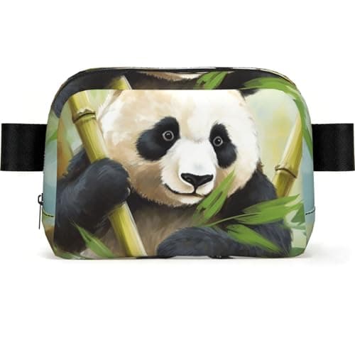 Fanny Pack For Women Men, Bamboo With Panda Everywhere Belt Bag Waterproof Fashion Crossbody Waist Packs With Adjustable Strap Hip Bum Bag For Outdoor Hiking Running Travel