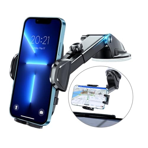 Hocerlu Car Phone Holder - Super Strong Sticky Suction, Silicone Shockproof, 360° Flexible View Adjustable - Universal Dashboard Windscreen Car Holder