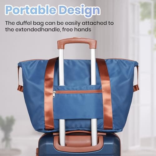 H.yeed Luggage Sets of 5 Piece, Lightweight Trolley Travel Suitcase Set ABS Hard Shell with 4 Spinner Wheels TSA Lock for Man Women, 21" + 24" + 28"+ Duffels Bag & Toiletry Bag (Blue, 5 Piece Set) — view 6