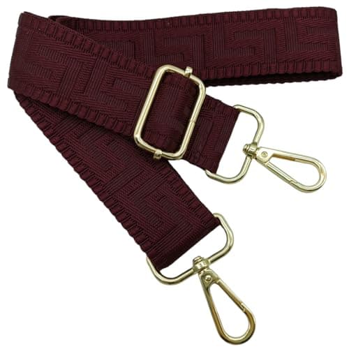 Adjustable Shoulder Strap for Bags Dark Burgundy Red, Bag Straps for Changing, Bag Strap Wide with Carabiner Gold, 80-130 cm Shoulder Strap Bag for Women, Shoulder Strap, Handbag, 3.8 cm, 1325