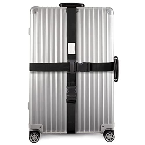OW-Travel Personalised Cross Luggage Straps for Suitcases, Black, 1 Pack