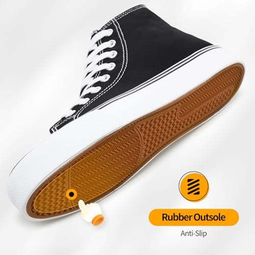 Womens High Top Canvas Sneakers Lace up Canvas Shoes, Black, 6 UK — view 6