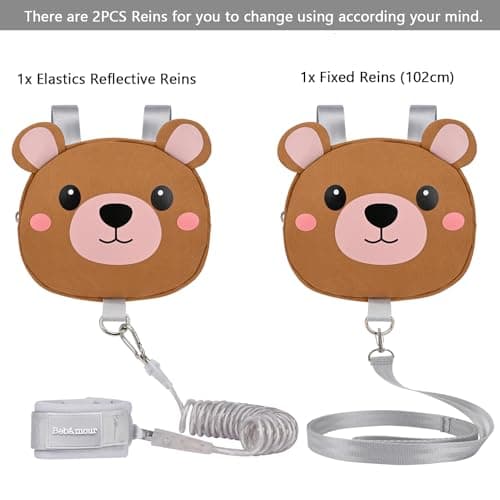 Bebamour Toddler Backpack with Reins, Animal Safety Harness Backpack for Boys & Girls, Mini Anti-Lost Walking Backpack with Detachable Leash for Travel, Nursery & Outdoor Use, Brown Bear — view 2