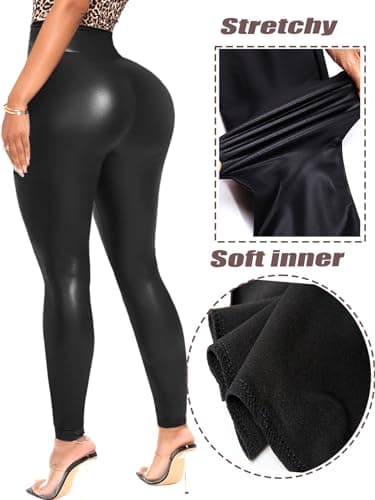 Navneet Women Wet Look Leggings Leather Leggings Faux Leather Trousers — view 5