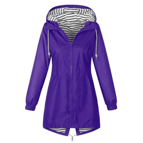 Women's Rain Jacket Lightweight Hooded Long Rain Coat Waterproof Jacket Functional Jackets Windbreaker Breathable Active Outdoor Coats Outdoor Hooded Pocket Long Sleeve Hood Casual Jackets — view 6