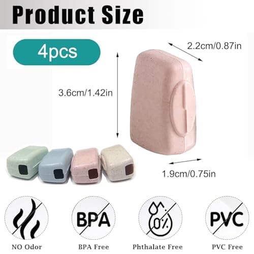 Eastrise Travel Portable Toothbrush Head Covers,Toothbrush Protector Case,Sutiable for Home Travel Outdoor Camping Hiking Business Trip(4 Pcs/4 Colour) — view 2
