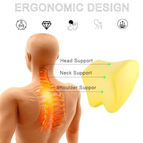 Alaoo Car Neck Support Pillow, Car Seat Headrest for Relieving Neck Fatigue with Adjustable Strap, Soft Memory Foam and Breathable Removable Cover for Passenger or Driver, Black Border — view 6