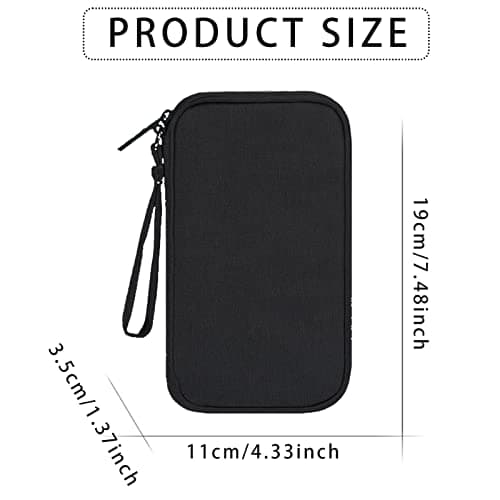 NEUSID Small Travel Cable Organiser Bag, Cable Pouch, Electronics Accessories Organizer Carry Bag, Cord and Gadget Storage Bags for Cables, Power Bank, USB Drive, Charger, Earphone, Hard Disk, Black — view 4
