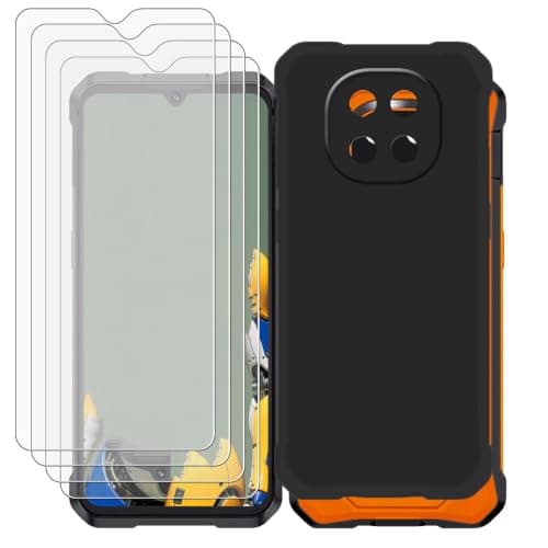 AQGGIIXY Black Case and 4 Glass for Cubot Kingkong ES 5