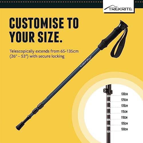 Trekrite Telescopic Walking Poles Set, Collapsible Hiking Poles, 3-Section Anti Shock Trekking Sticks for Men & Women - Adjustable Hiking Sticks with Accessories from a UK Based Company - Blue — view 5