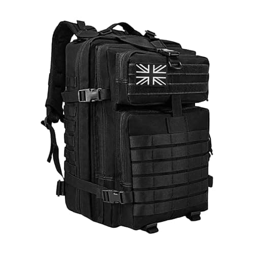 WOLT | Tactical Backpack for Men 45L Military Backpack Large 3 Day Molle Assault Pack Rucking Backpack for Survival Hiking, Black